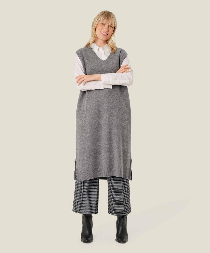 ärmelloses Strickkleid mit Seitenschlitzen, M. Grey mel.