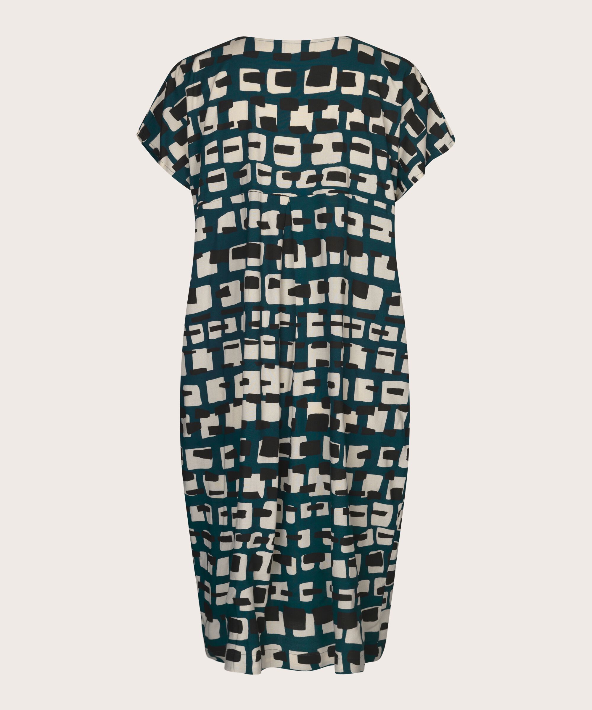 Kleid aus bedruckter Viskose mit V-Ausschnitt, Reflect Pond