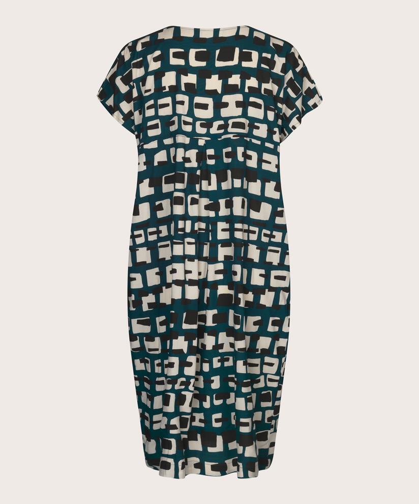 Kleid aus bedruckter Viskose mit V-Ausschnitt, Reflect Pond