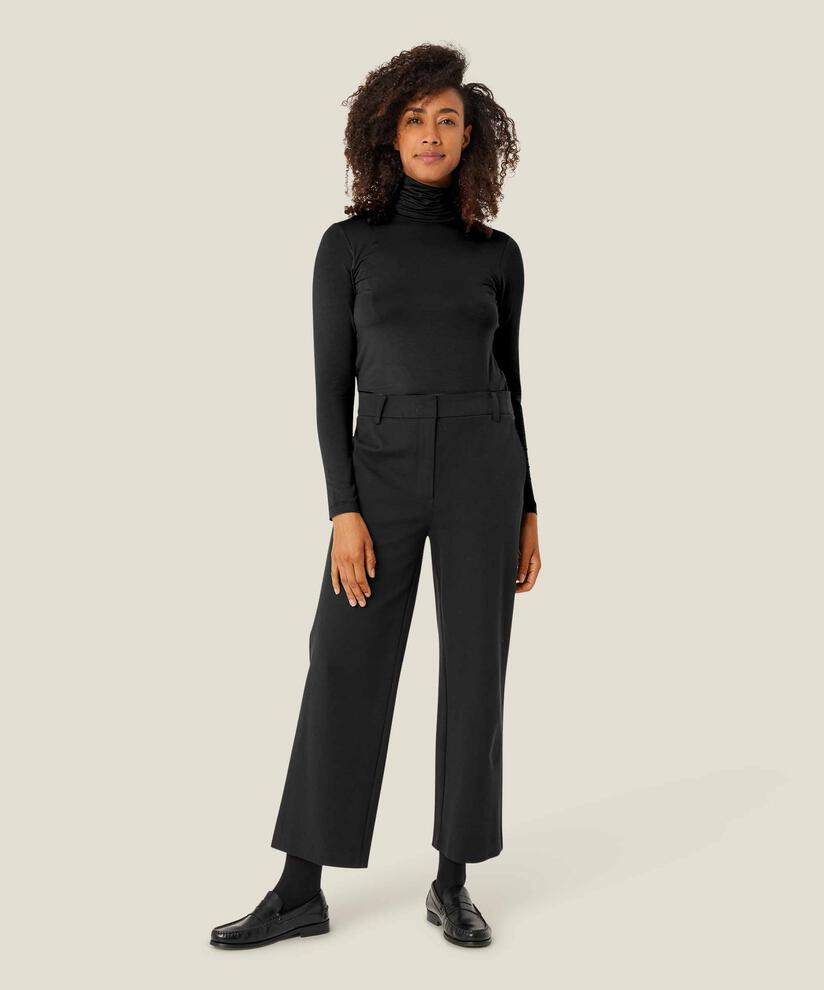 Rollkragenbluse Aus Weichem Jersey, Black