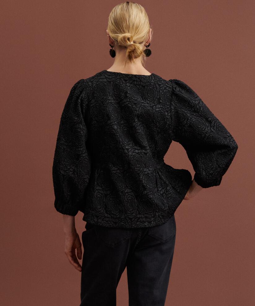 Bluse mit Blumendruckeffekt , Black