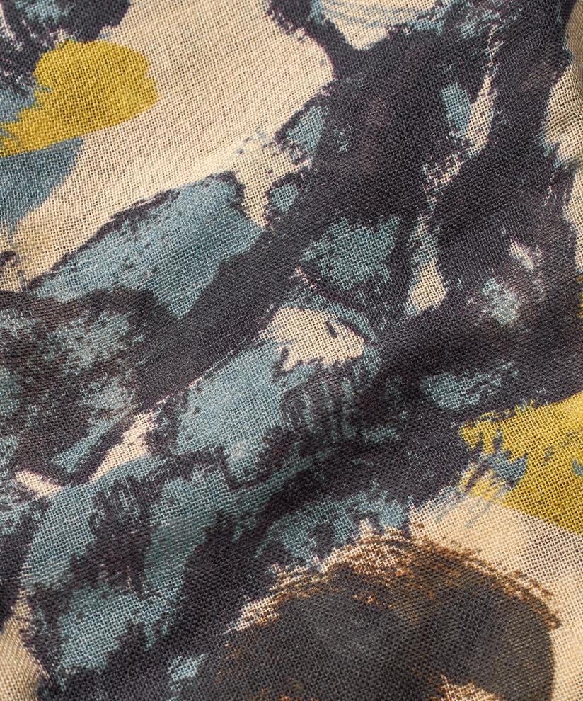 Schal aus Wollmischung mit Blumenmuster, Proven Blue