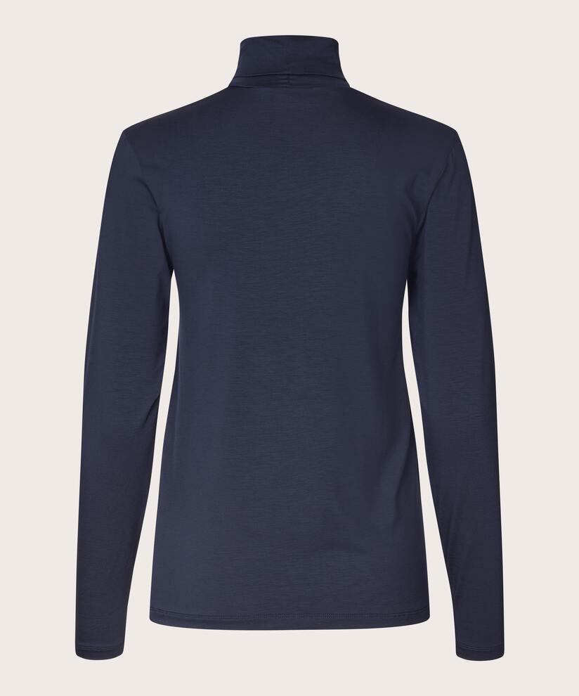 Rollkragenbluse Aus Weichem Jersey, Navy Blazer