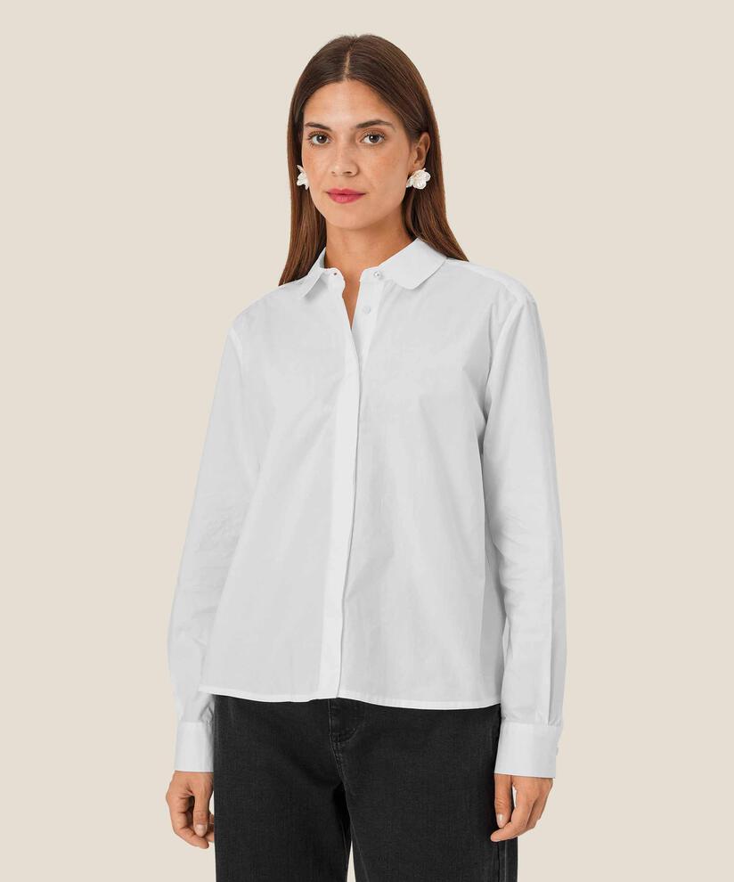 Baumwollhemd mit Perlenknopf, White