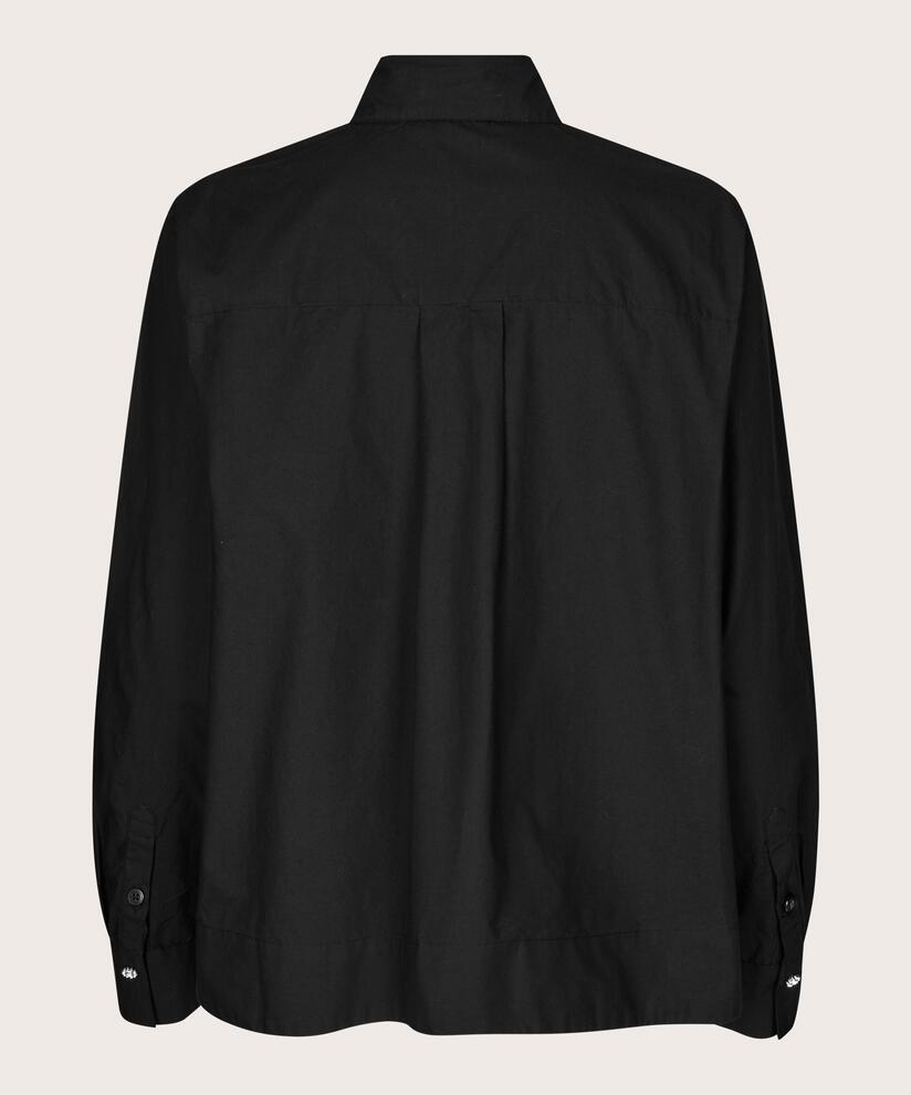 Baumwollhemdbluse mit Simili-Knöpfen, Black