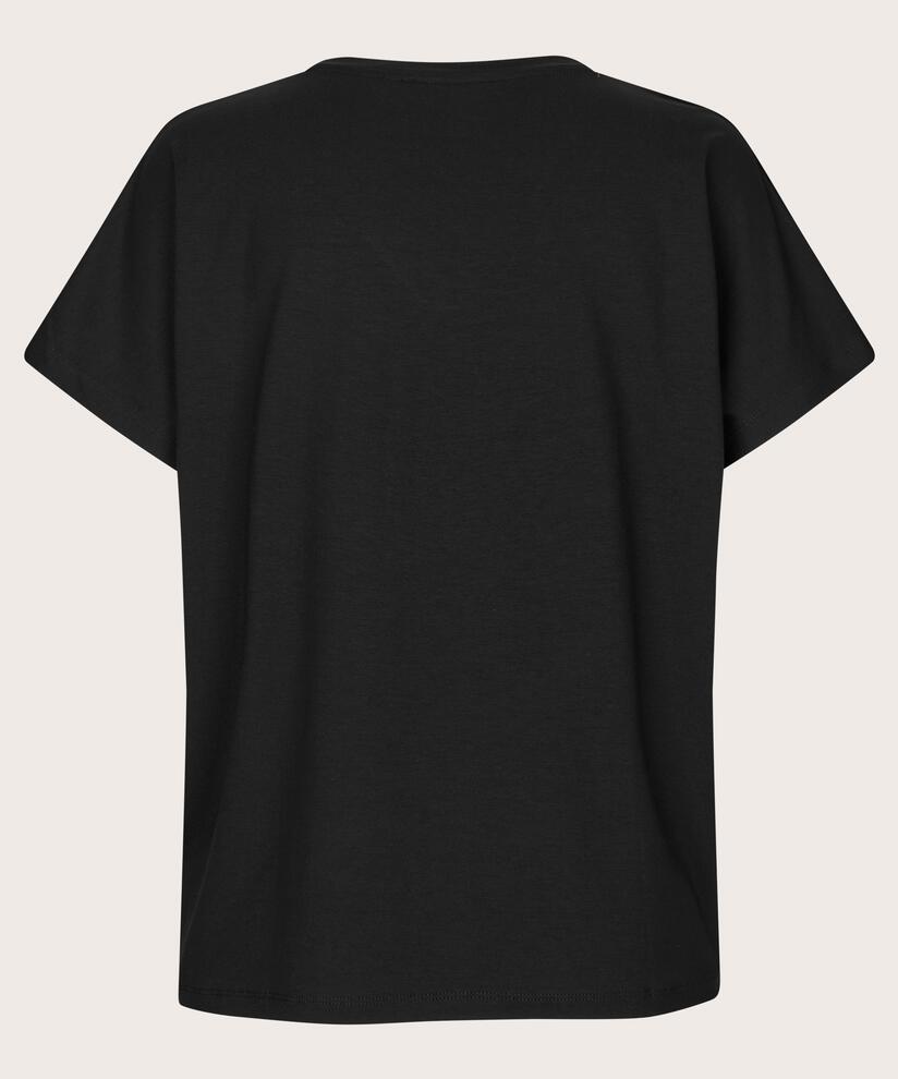 T-Shirt mit V-Ausschnitt aus weichem Jersey, Black