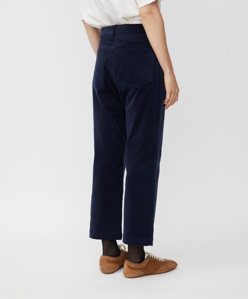 verkürzte Cordhose mit fixiertem Bund, Navy Blazer