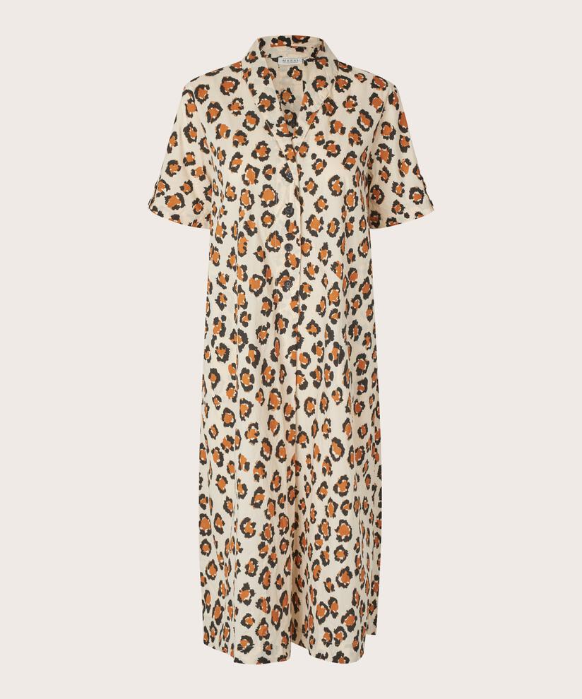Baumwollkleid mit Knopfleiste und Eingrifftaschen, Cashew