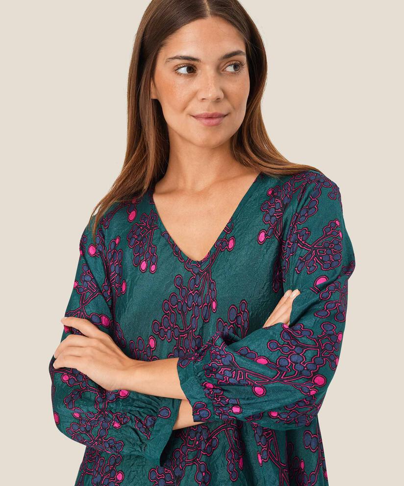 Bedruckte Viskosebluse Mit V-ausschnitt, Reflect Pond