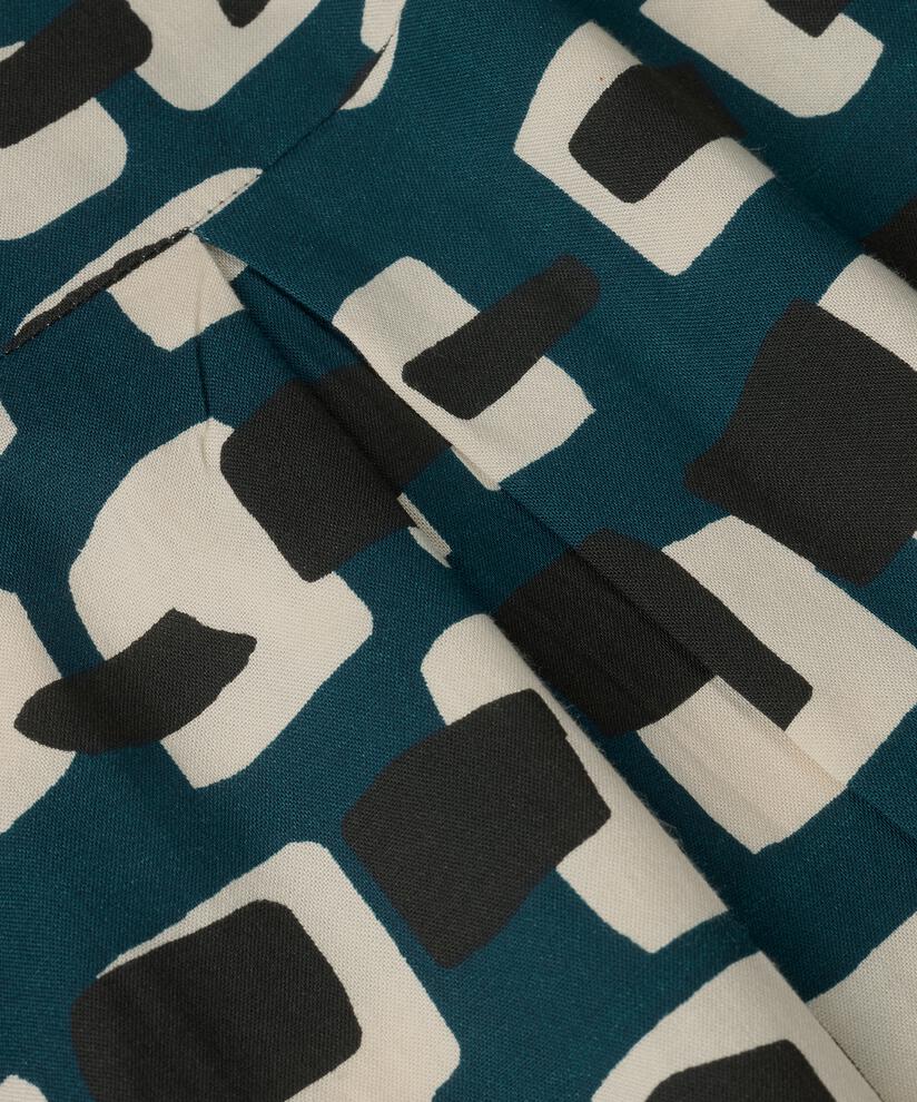 Kleid aus bedruckter Viskose mit V-Ausschnitt, Reflect Pond