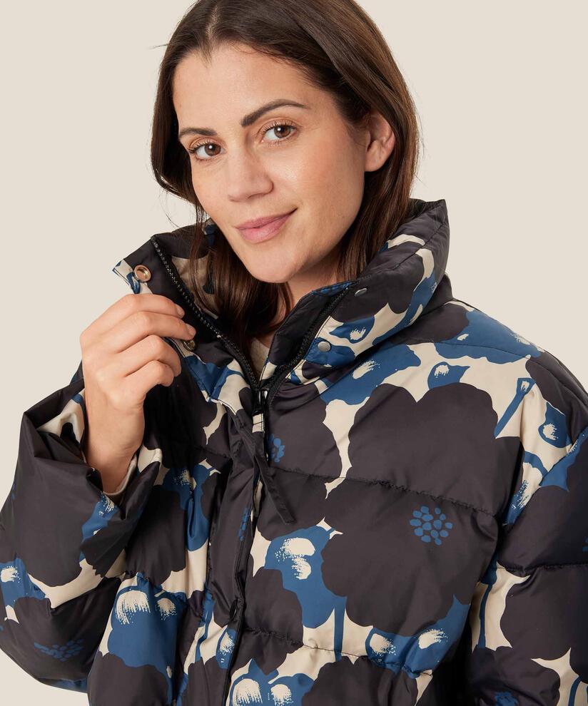 Kurze Daunenjacke mit Blumenmuster und hohem Kragen, Moonlit Ocean
