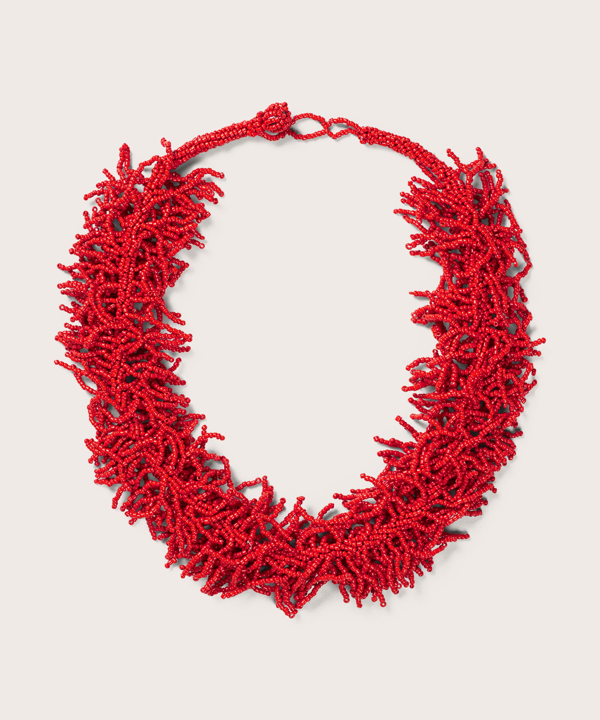 Statement-Halskette mit orangeroten Perlen, Orange com