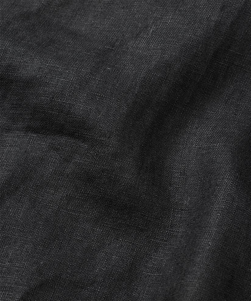 Leinenhemd mit kurzen Ärmeln und V-Ausschnitt, Black