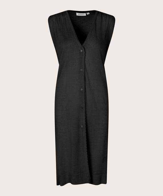 langer Cardigan aus Leinenmischung, Black