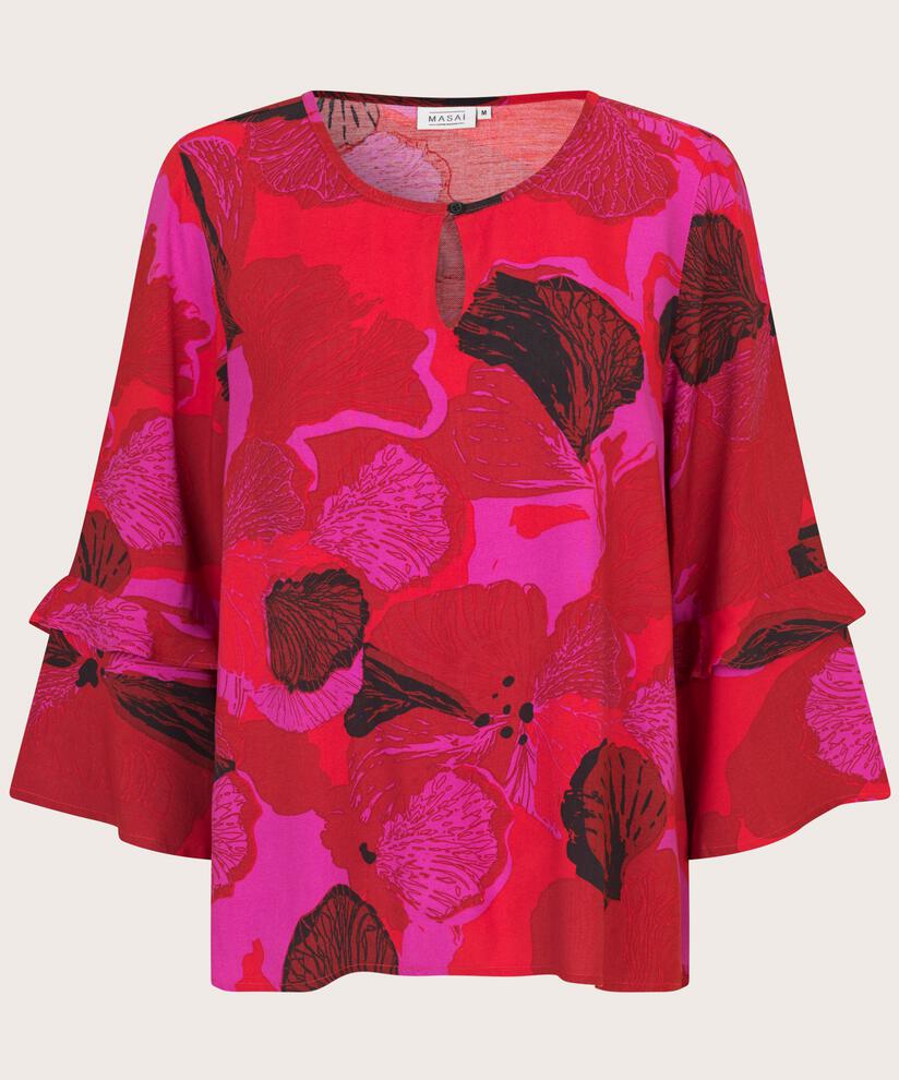 Viskosebluse Mit Knopfdetail, Haute Red