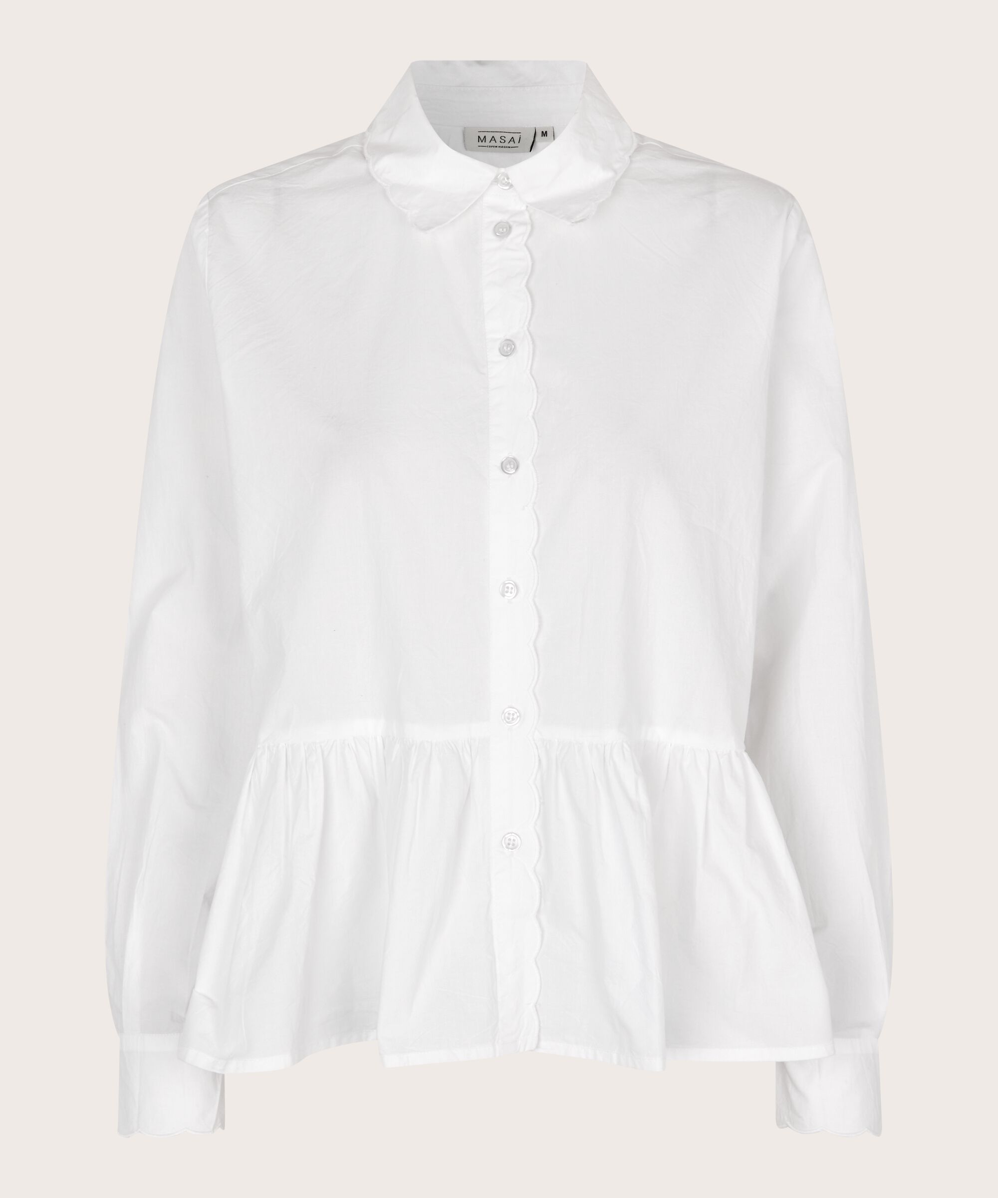 Baumwollhemdbluse mit Schößchen unten, White