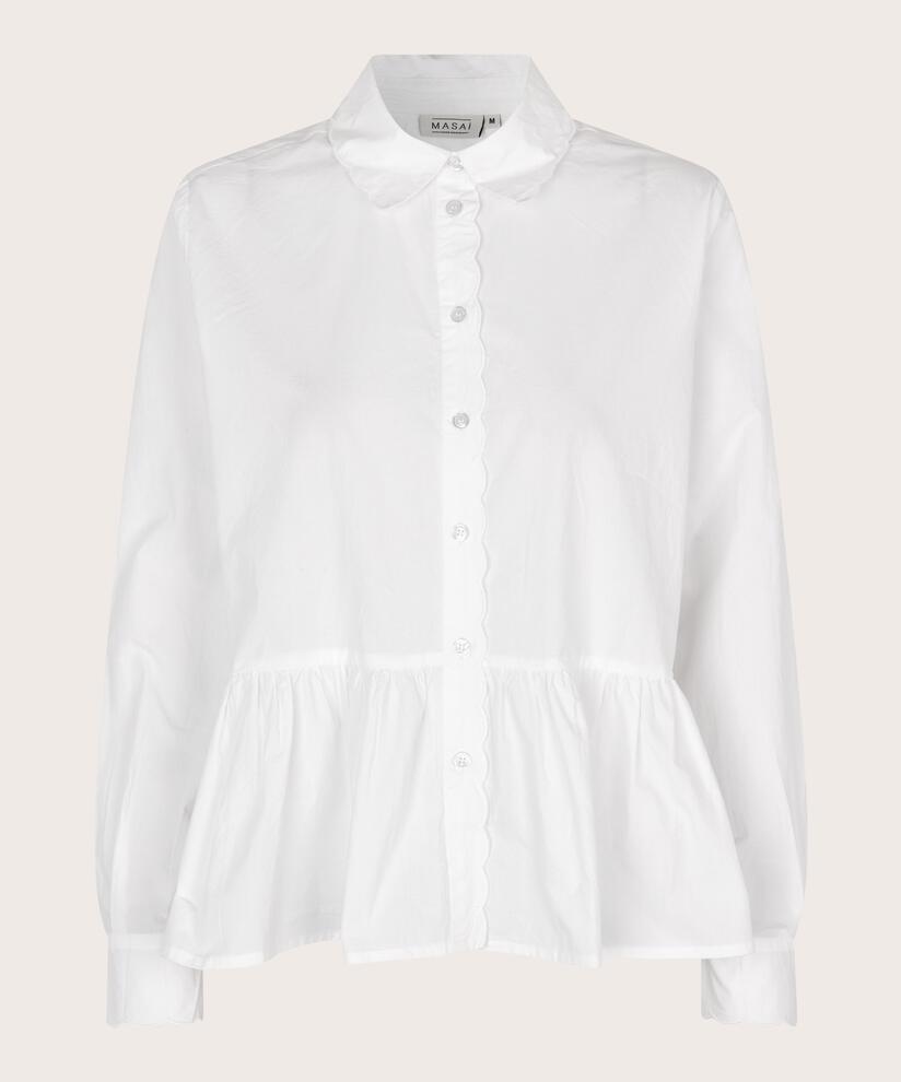 Baumwollhemdbluse mit Schößchen unten, White