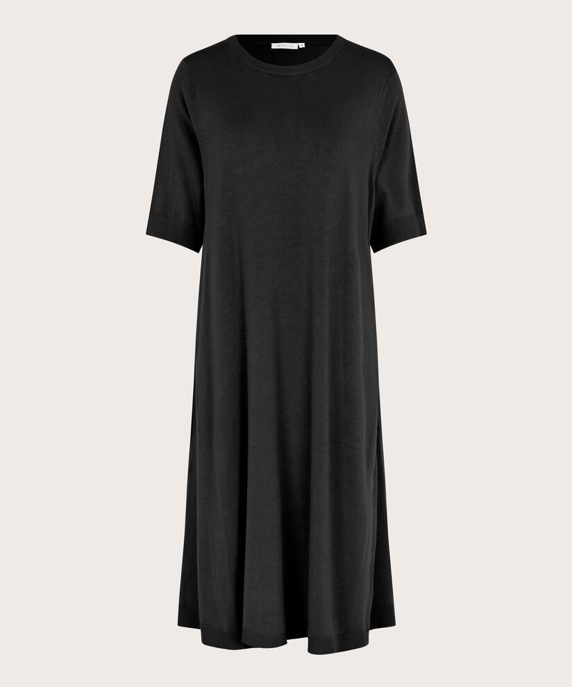 Weiches Strickkleid mit Rundhalsausschnitt, Black