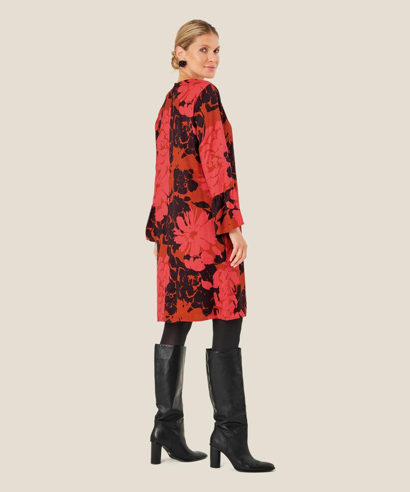 Geblümtes Viskosekleid mit Trompetenärmeln, Picante