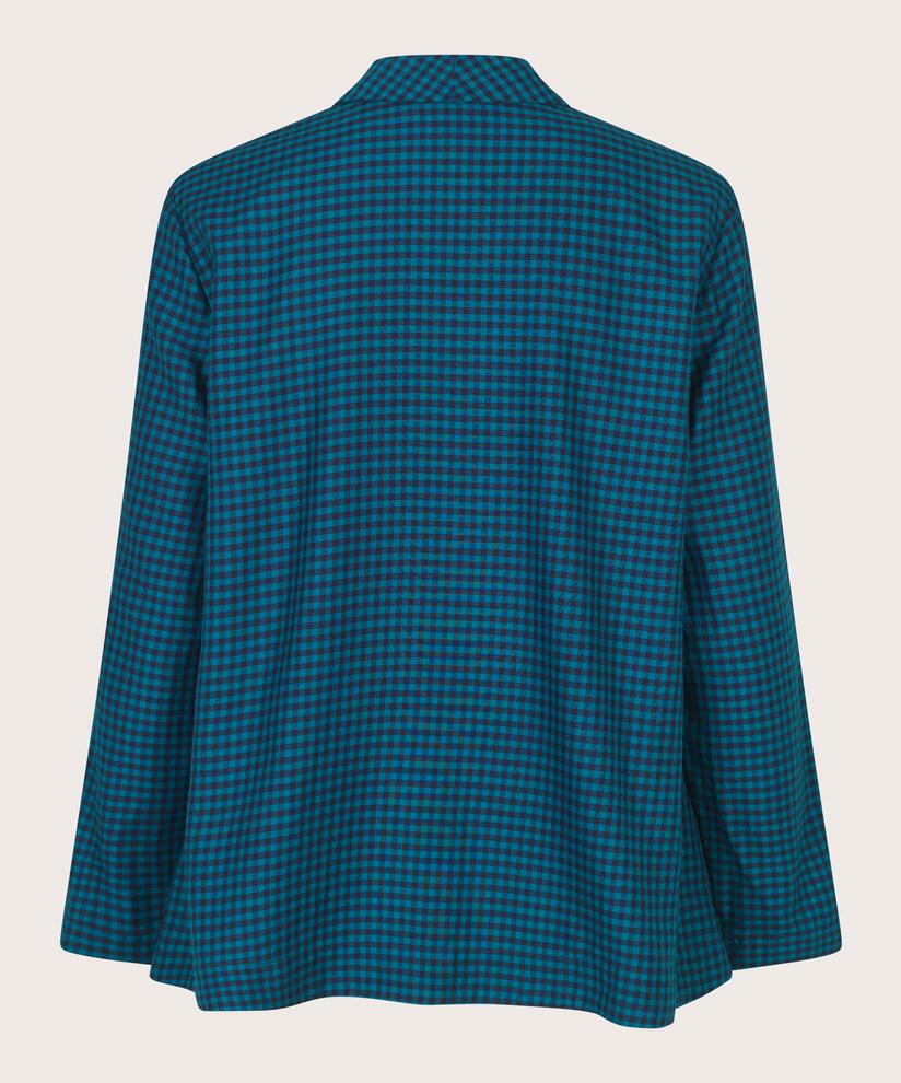 Karierte Viskosebluse mit Knopfdetail, Celestial