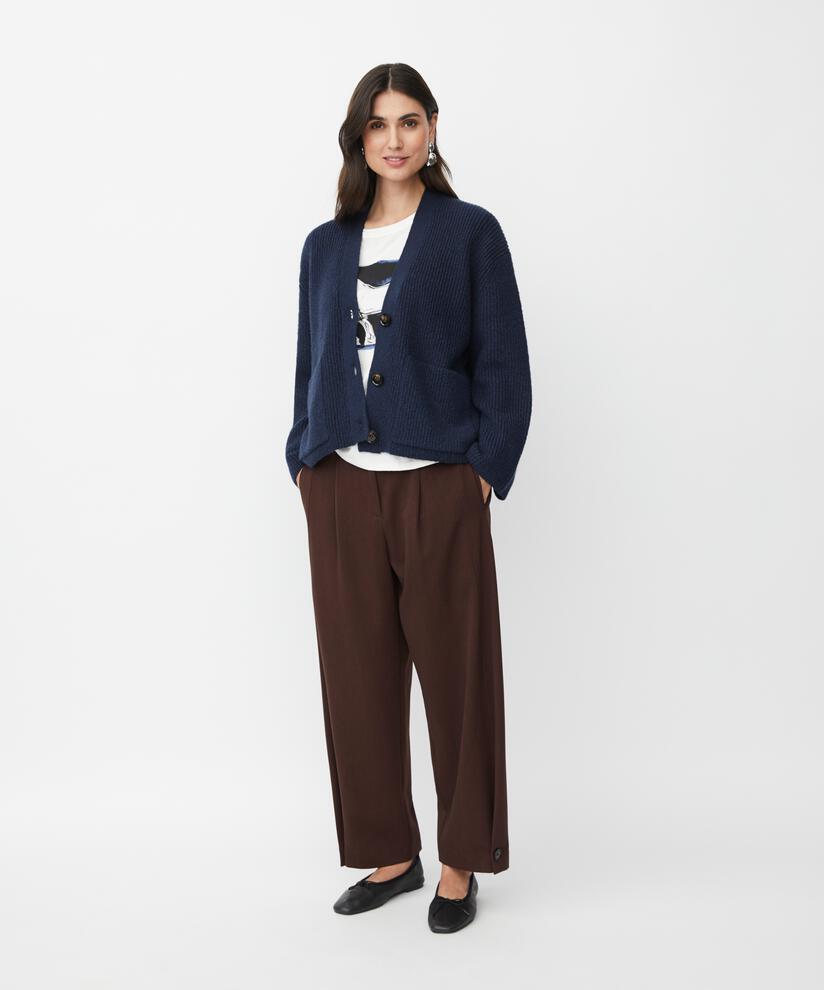 Gewebte Hose Mit Stretch Und Knopfdetail Am Bein, Sh. Chocolate