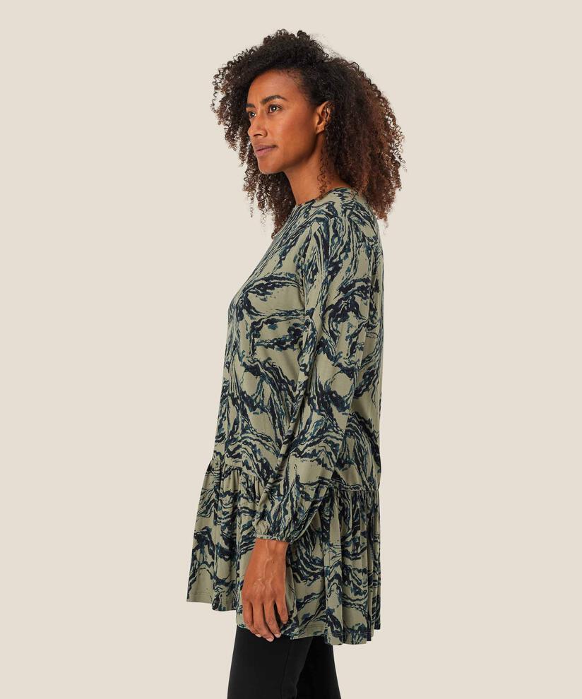 Bedruckte Jersey-Tunika mit Schößchenrock, Vetiver