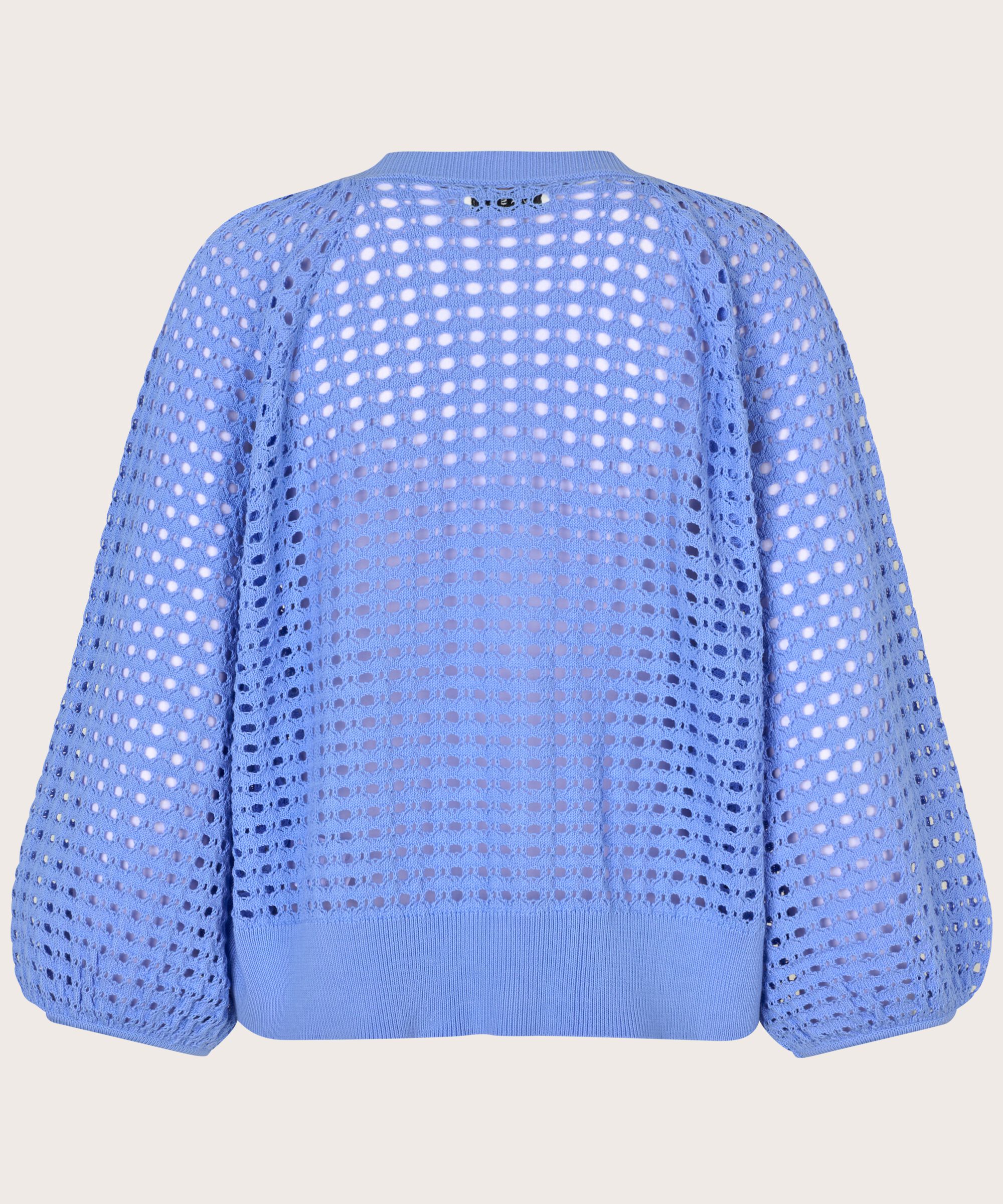 Lochmuster-Cardigan mit 3/4 Ärmeln, Della Blue