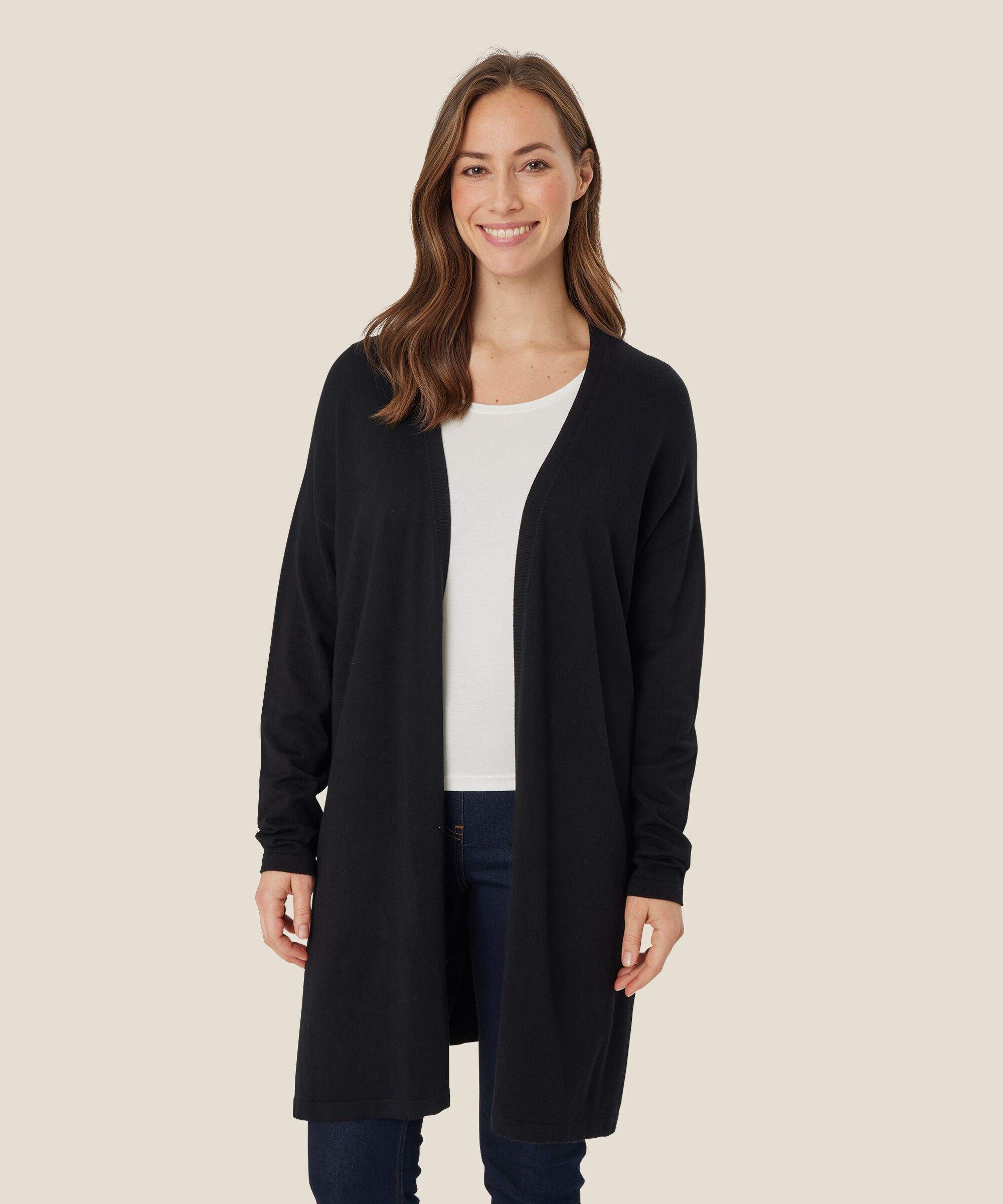 Feinstrick-cardigan Mit Geradem Schnitt, Black