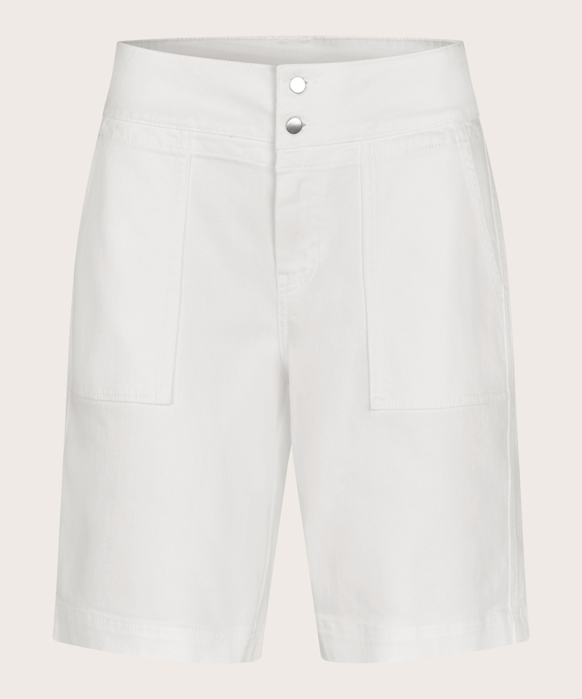 Jeansshorts mit dekorativen Taschen und Druckknöpfen, White