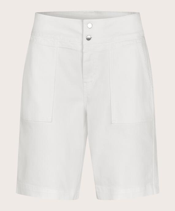 Jeansshorts mit dekorativen Taschen und Druckknöpfen, White
