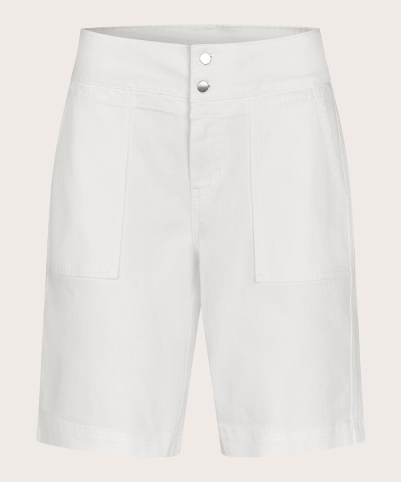 Jeansshorts mit dekorativen Taschen und Druckknöpfen, White