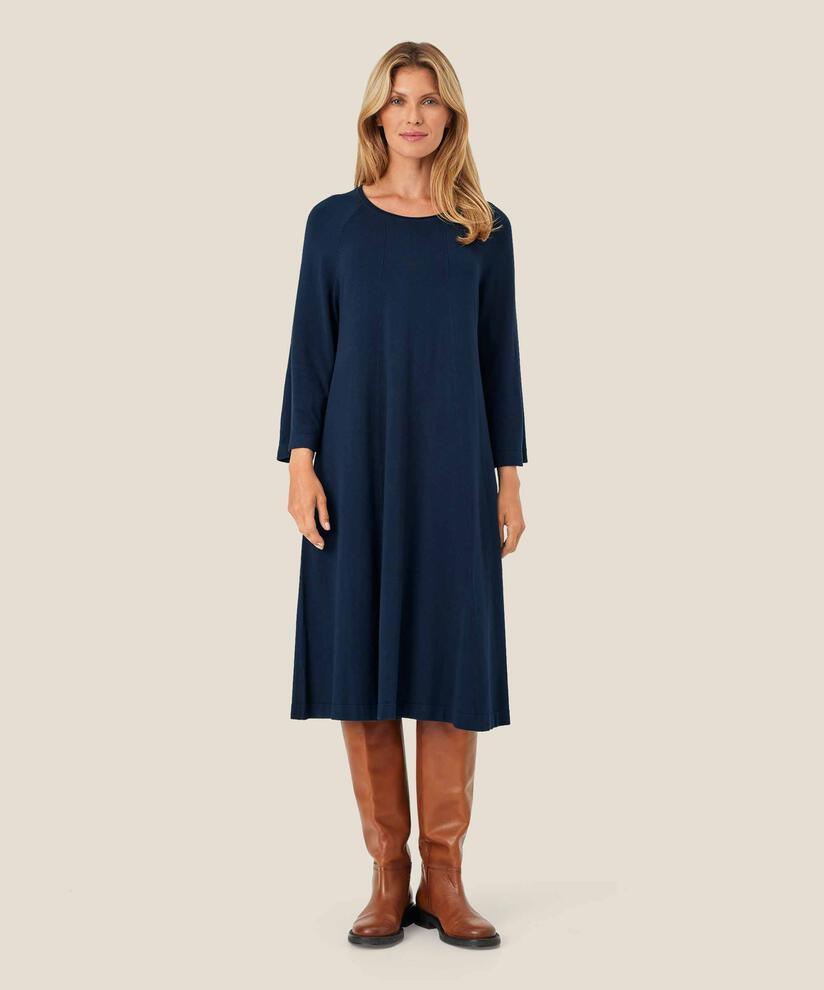 Feinstrickkleid mit 3/4 Ärmeln, Navy Blazer