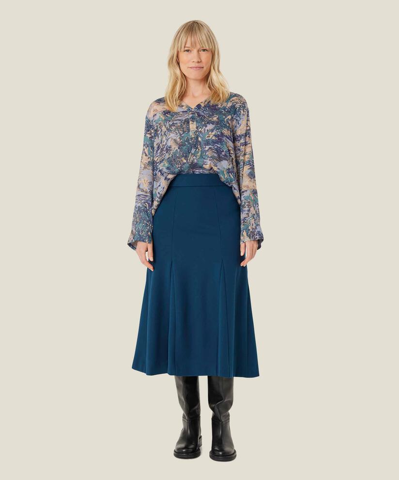 Viskosebluse mit V-Ausschnitt, Teal