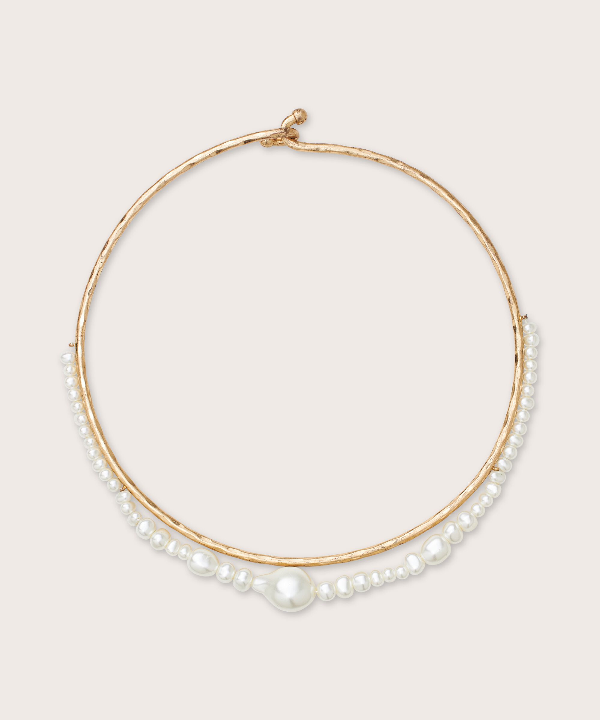 Halskette mit Kunstperlen, Gold