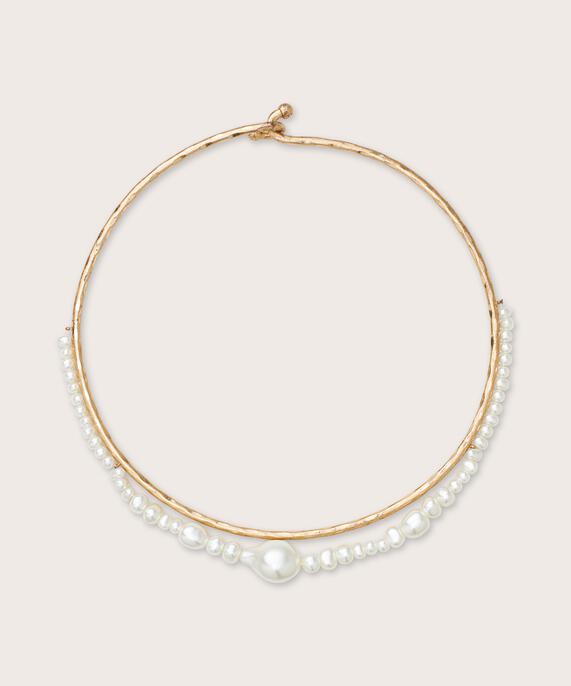 Halskette mit Kunstperlen, Gold