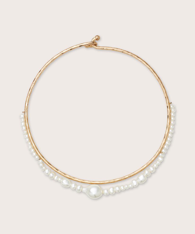 Halskette mit Kunstperlen, Gold