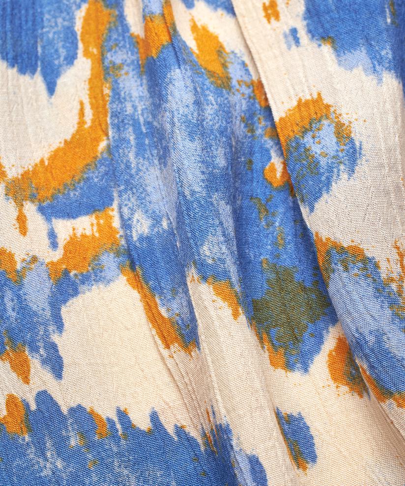 gemustertes Viskosekleid mit vielen Falten, Nebulas Blue