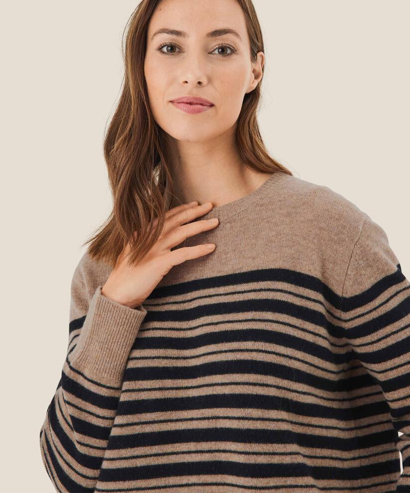 Strickpullover mit Kaschmir-Touch, Black/dijon