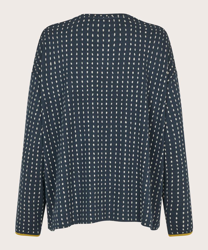 bedrucktes Jersey-Top mit Rundhals, Mood Indigo