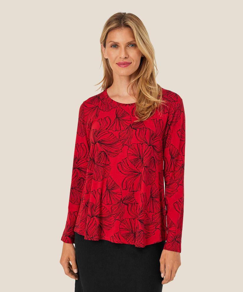 Bedrucktes Shirt Mit Rundem Hals, Haute Red