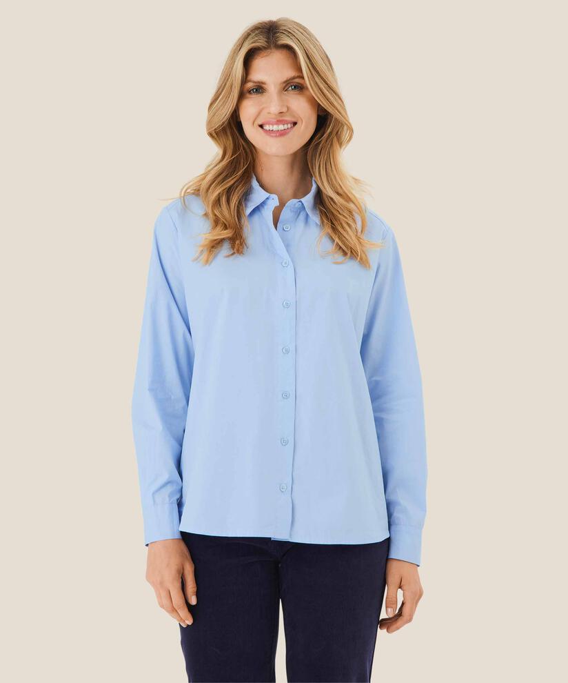 Button-down-hemdbluse Aus Baumwolle, Brunnera Blue