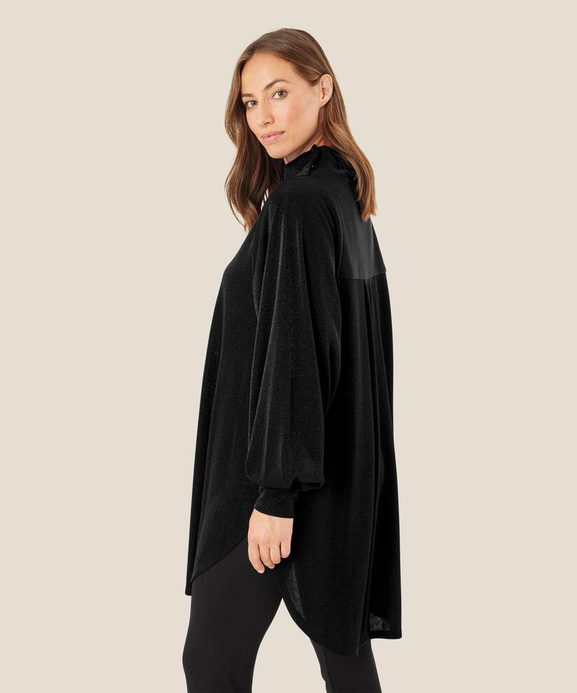 Kleid aus glitzerndem Jersey mit Stehkragen, Black