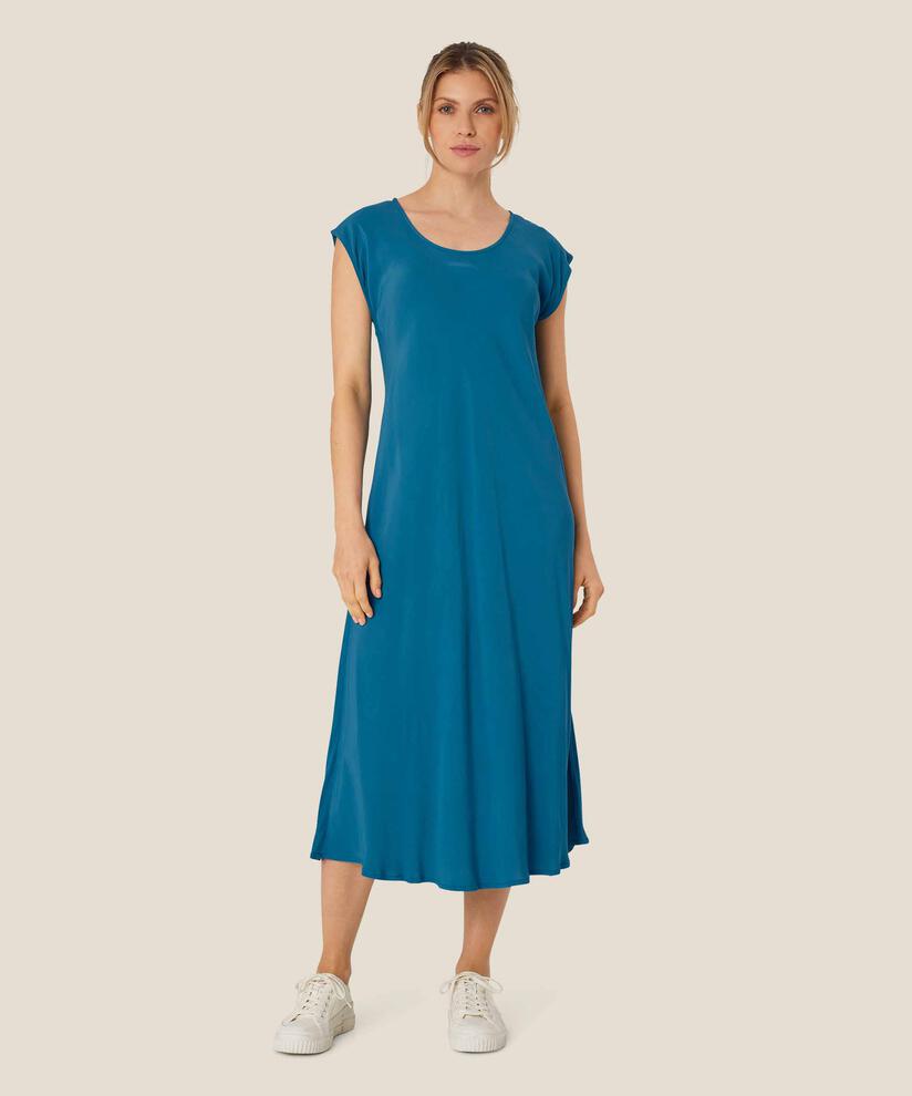 Viskosekleid mit Rundhalsausschnitt und kurzen Ärmeln, Celestial