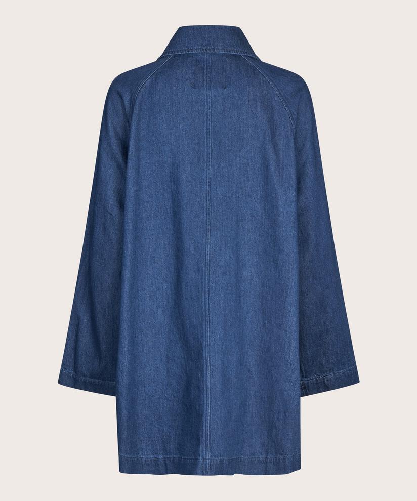 Ungefütterte Jeansjacke mit Knopfverschluss, Dark Denim