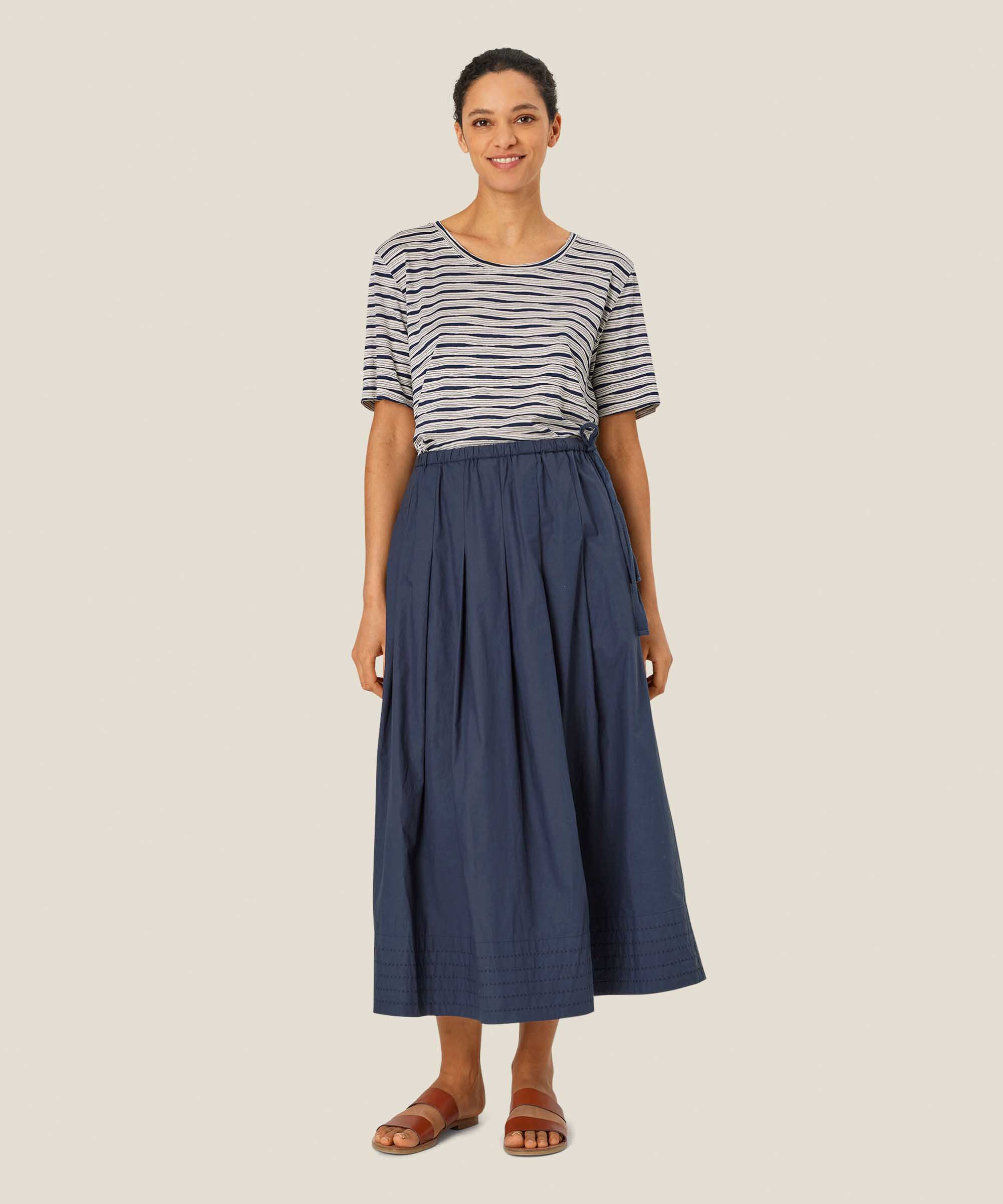 Baumwollrock mit elastischem Bund und Eingrifftaschen, Mood Indigo