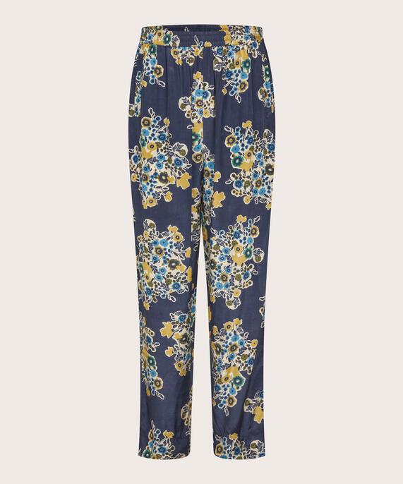 geblümte Viskosehose mit elastischem Bund, Mood Indigo