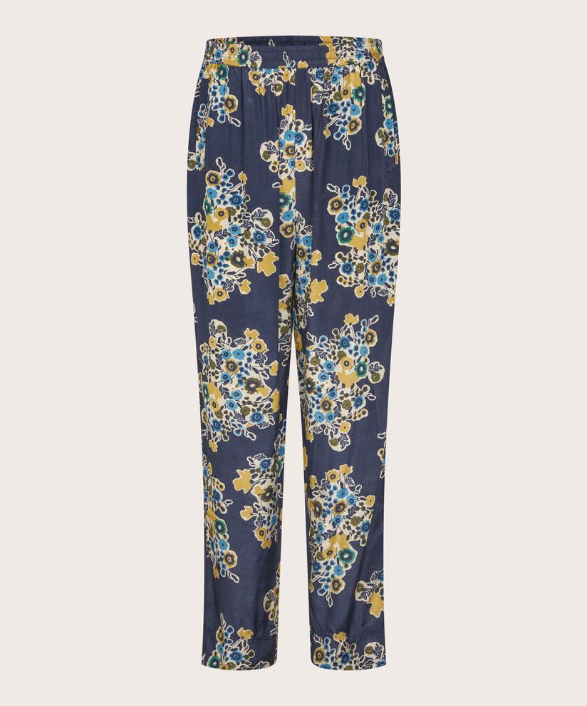 geblümte Viskosehose mit elastischem Bund, Mood Indigo