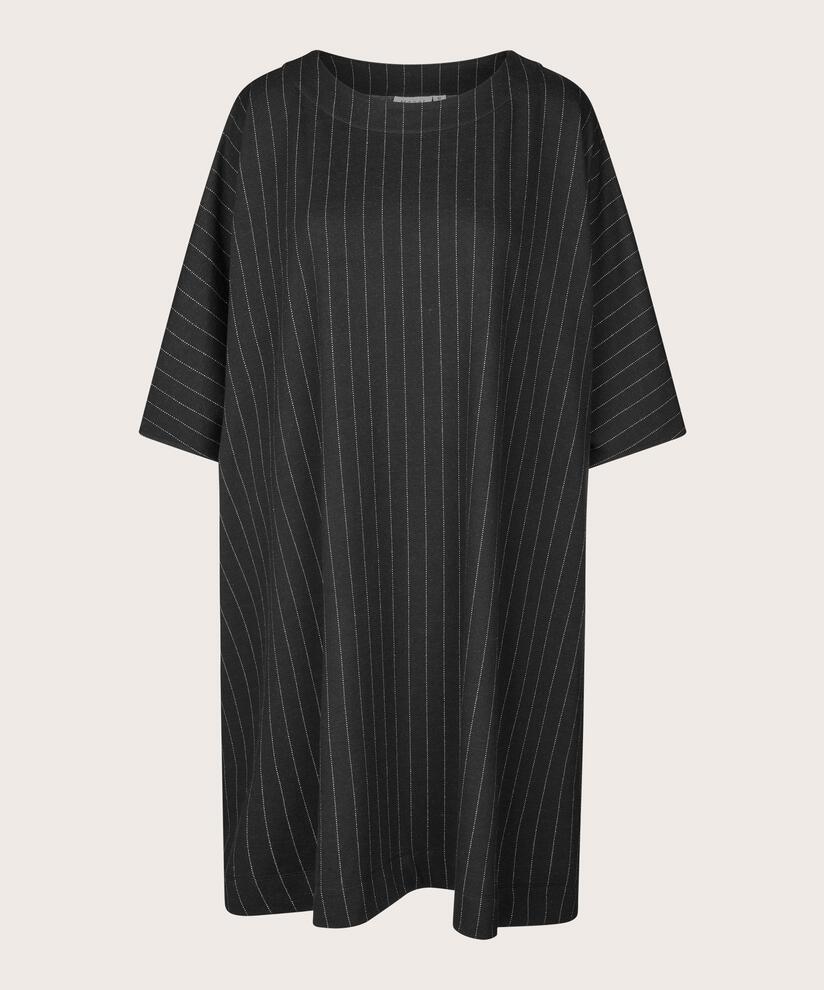 Nadelstreifen-Jerseykleid mit 3/4-Ärmeln, Black