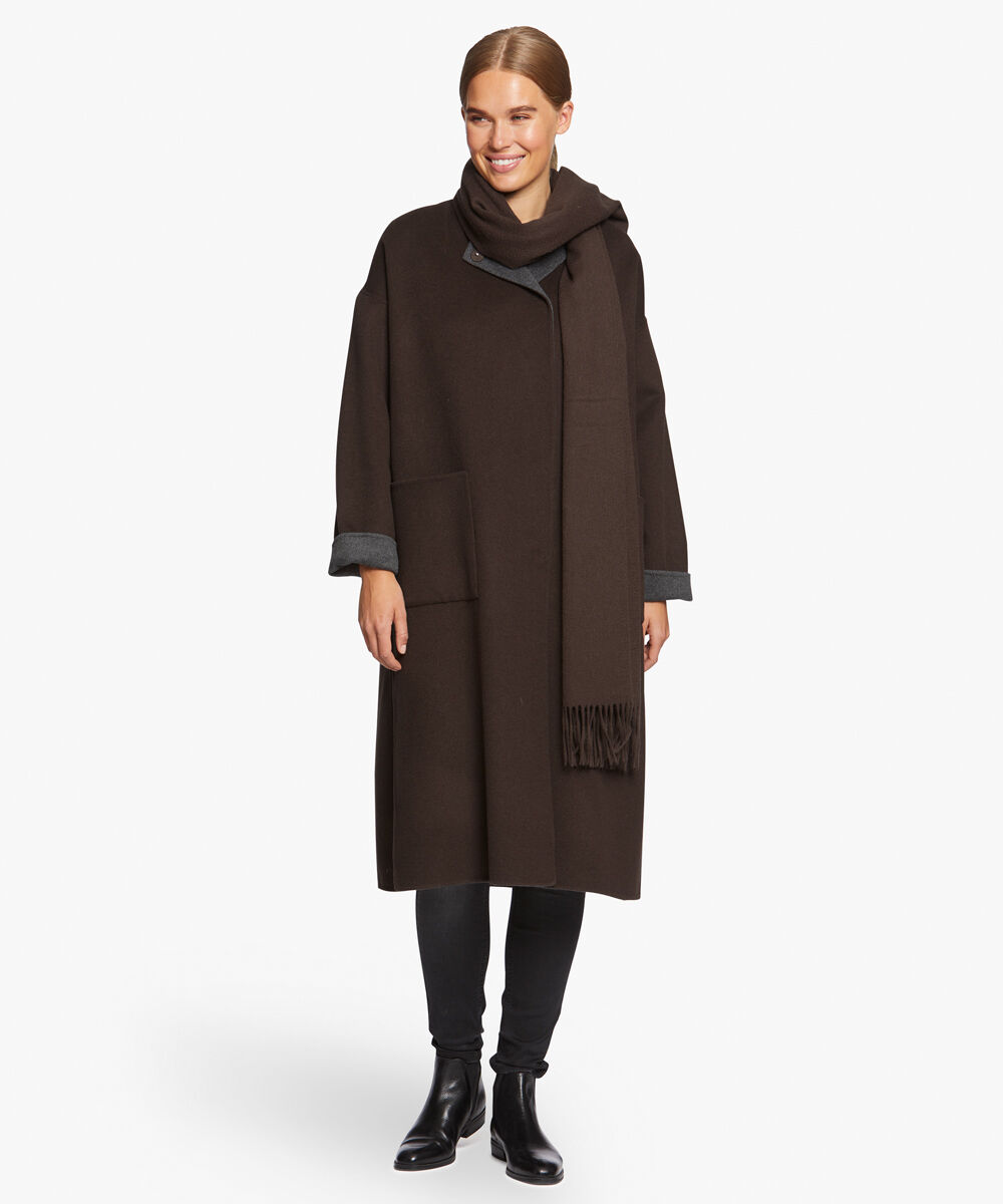gro&szlig;er Wollschal mit Fransen, Chocolate