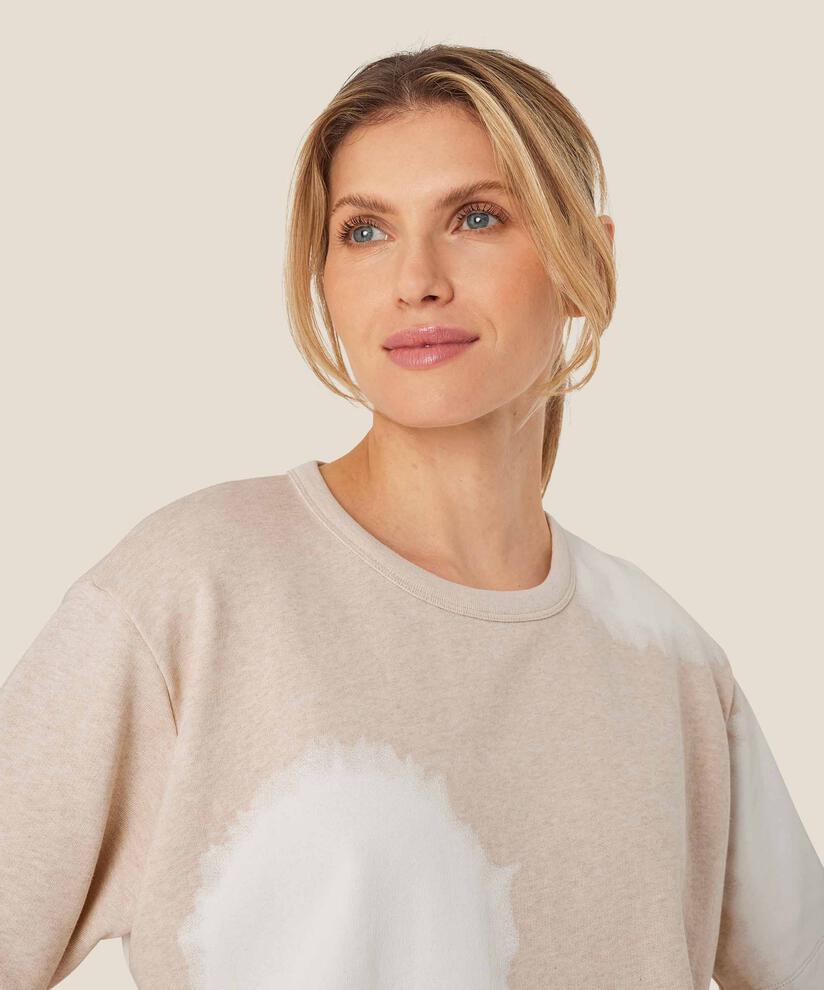 Rundhals-T-Shirt in Sweatshirt-Qualität, Beige melange